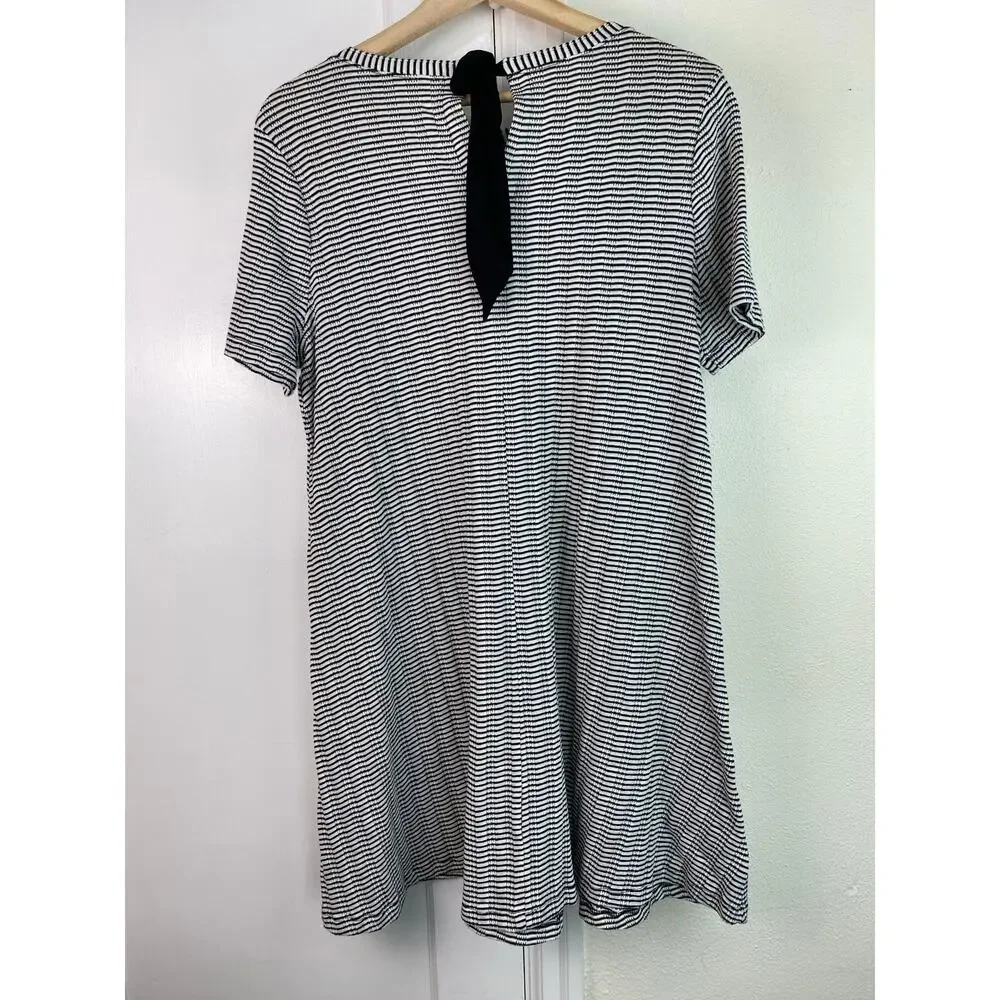 NWT LOFT Petites Women PL Black White Stripe Ribbed A-Line Swing Dress $69.50 * - Picture 3 of 6